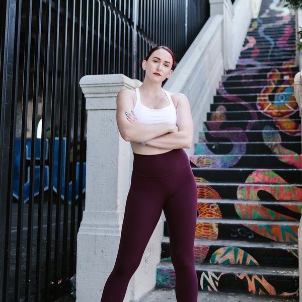 Woman feeling vibrant and energetic after a yoga session.